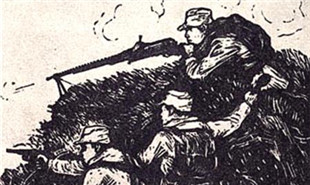 延安文藝作品-版畫(huà)《狼牙山五壯士》