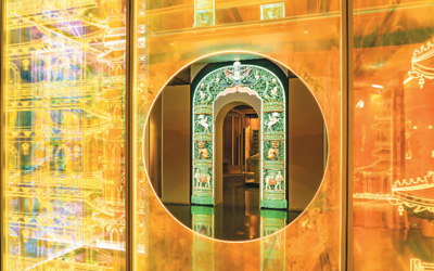 展廳里用光影呈現(xiàn)大報(bào)恩寺塔美景。