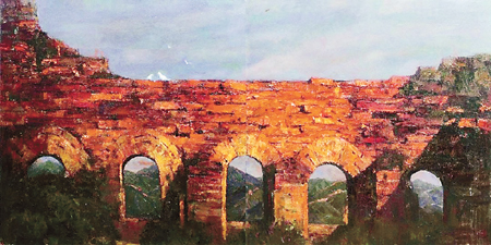 血色長(zhǎng)城(布面油畫) 160cm×320cm 張祖英