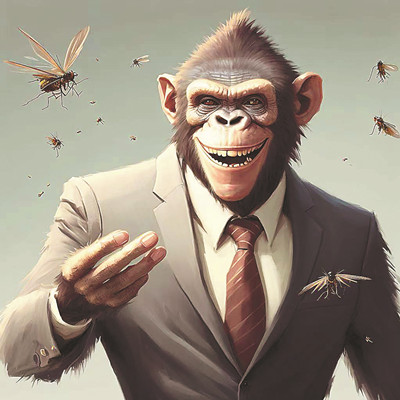 猿人、蟲子的現(xiàn)代性關(guān)聯(lián)。圖為作者用AI繪圖工具繪制