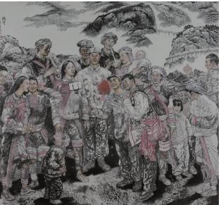 作者：吳建超 作品名稱：《山村光榮花》—紙本水墨 作品尺寸：200cm×200cm  創(chuàng)作時(shí)間：2017 年