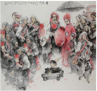 作者：李宏興 作品名稱：《喜迎門(mén)》—紙本水墨 作品尺寸：182cm×192cm 創(chuàng)作時(shí)間：2017 年