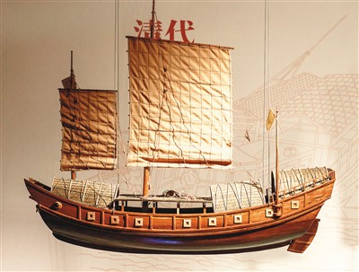 清代漕船模型。 　　中國京杭大運河博物館供圖