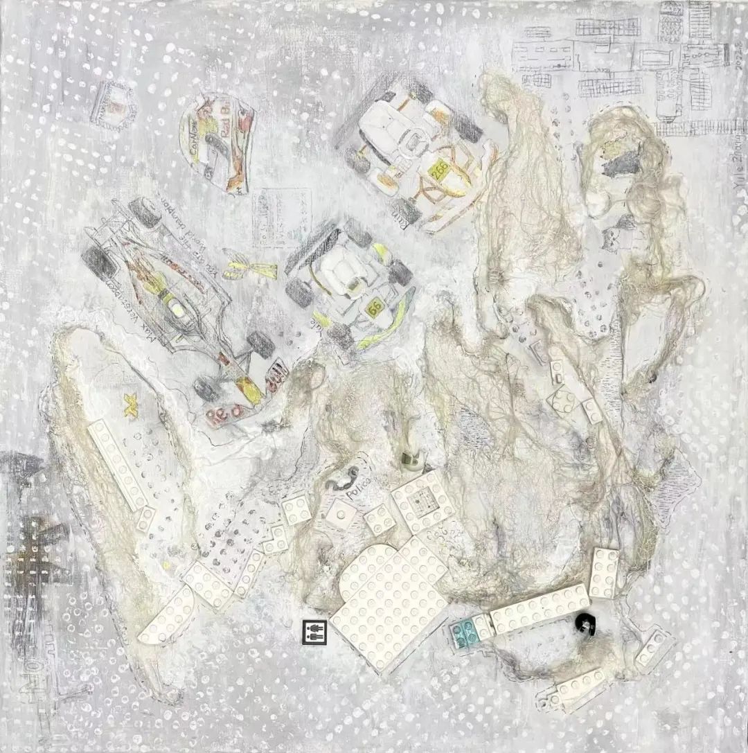 《我的世界》  作者：張容有 尺寸：50x50cm 材料：丙烯、色粉筆、綜合材料 創(chuàng)作年齡：9歲    最具藝術(shù)獎