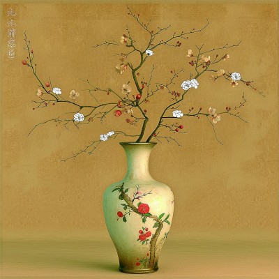 用AI繪畫工具制作的梅花“九九消寒圖”。制作：李世奇、孟揚(yáng)