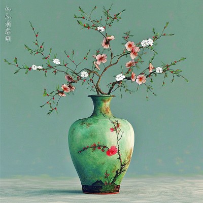 用AI繪畫工具制作的梅花“九九消寒圖”。制作：李世奇、孟揚(yáng)