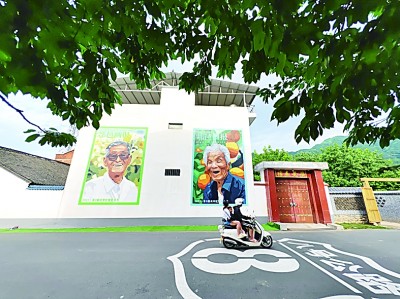 西安美院的師生在蔡家坡村繪制的壁畫。本報記者 于園媛攝/光明圖片