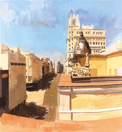 　　8月1日下午1點(diǎn)的格蘭維亞大道（布面油畫）  　　安東尼奧·洛佩斯·加西亞（西班牙）