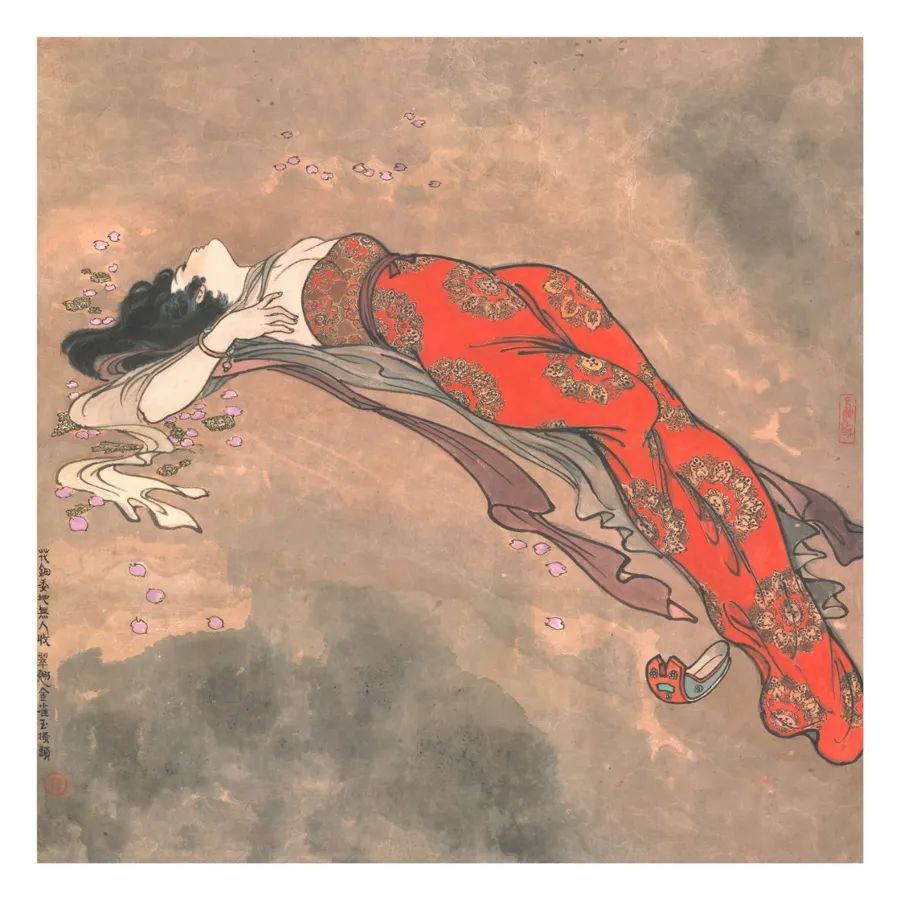 戴敦邦作品 《長恨歌》花鈿委地?zé)o人收，翠翹金雀玉搔頭。受訪者提供