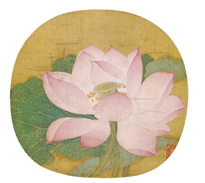 中國畫《出水芙蓉圖》，作者為南宋吳炳（傳）。  故宮博物院藏