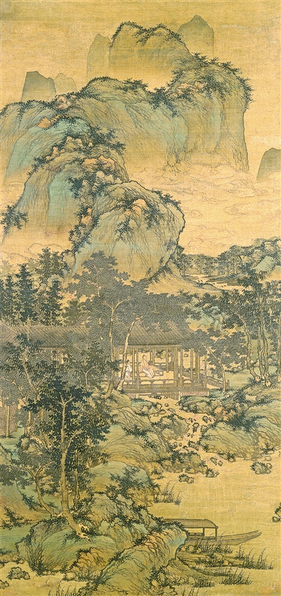 中國畫《山居納涼圖》，作者為元代盛懋。  美國納爾遜—阿特金斯藝術(shù)博物館藏