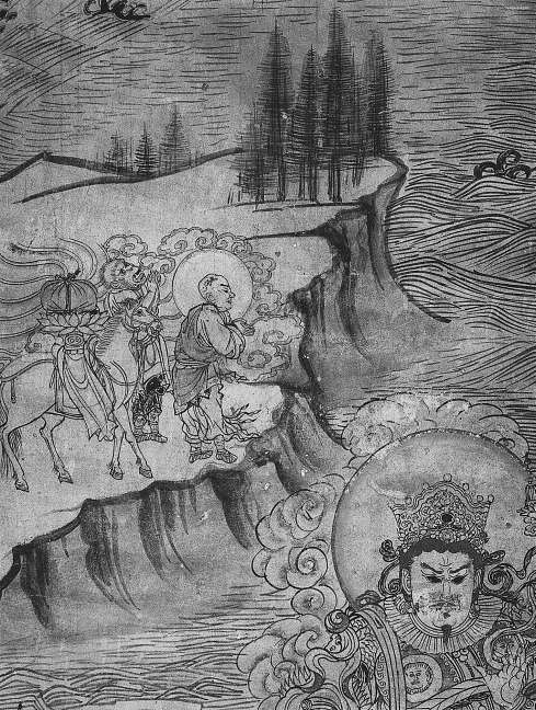 敦煌榆林窟壁畫(huà)中的僧人與猴面行者