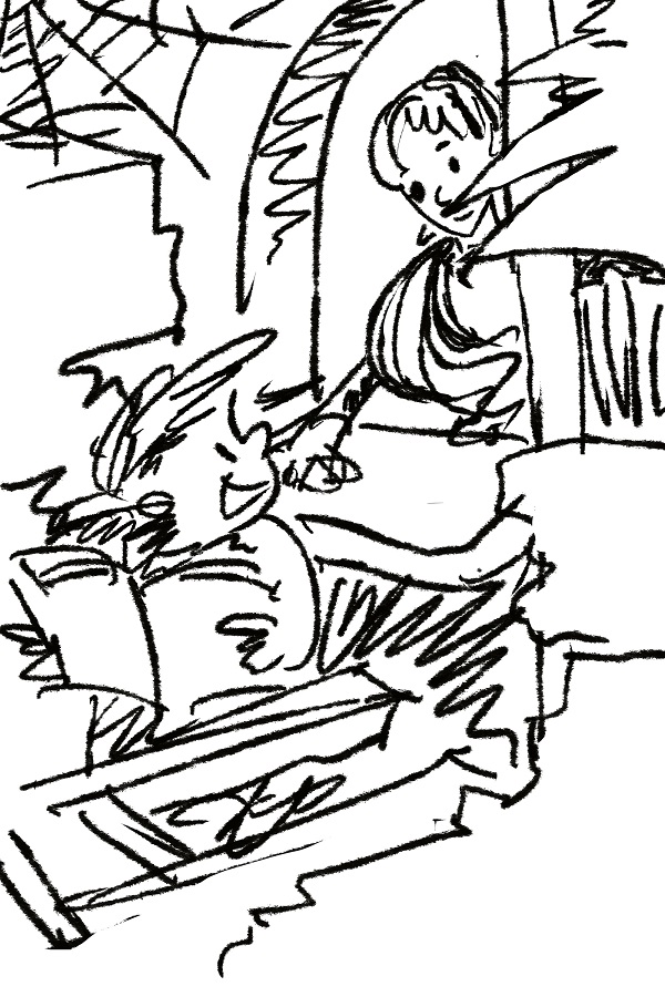 插圖:黑夢(mèng)與七姐在閣樓里讀書