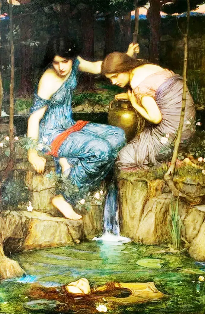 英國(guó)畫家沃特豪斯的《發(fā)現(xiàn)俄耳甫斯頭顱的仙女們》，圖片來(lái)源：Bing