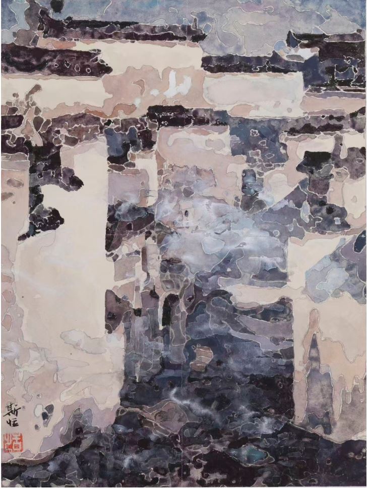 邢斯恬《安徽查濟古鎮(zhèn)寫生》64x50cm
