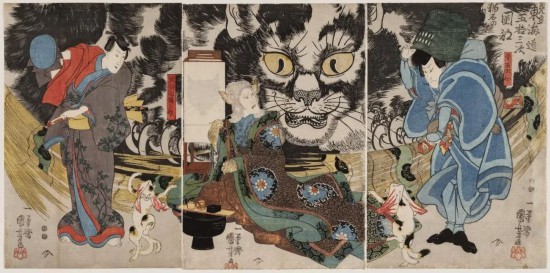 歌川國(guó)芳「見立東海道五十三次岡部貓石の由來」等，1847 ACCESSION NUMBER: 11.28742-4