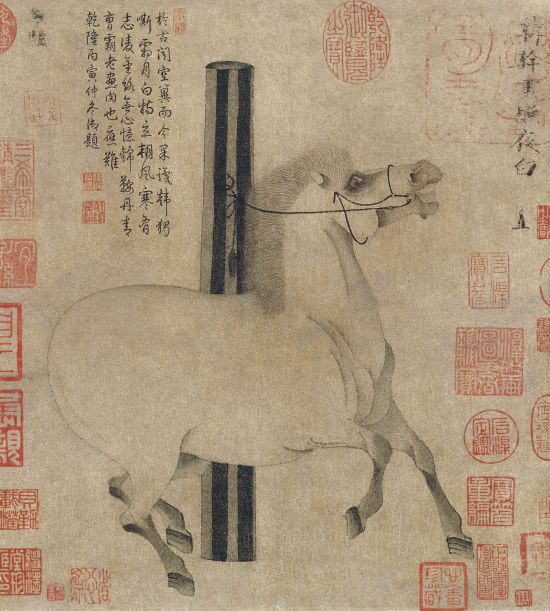 (唐)韓幹 照夜白 (局部) 紙本墨筆 縱30.8厘米 橫33厘米 〔美〕大都會藝術(shù)博物館藏