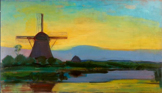 蒙德里安，《黃昏的磨坊》，約1907-1908年，布面油畫，海牙藝術(shù)博物館藏（貝耶勒基金會展品）